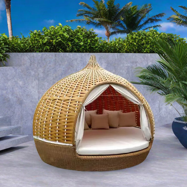 HOMEBASE OFFICE LLC Leisure Rattan Patio Daybed 82.68'' Wicker Outdoor